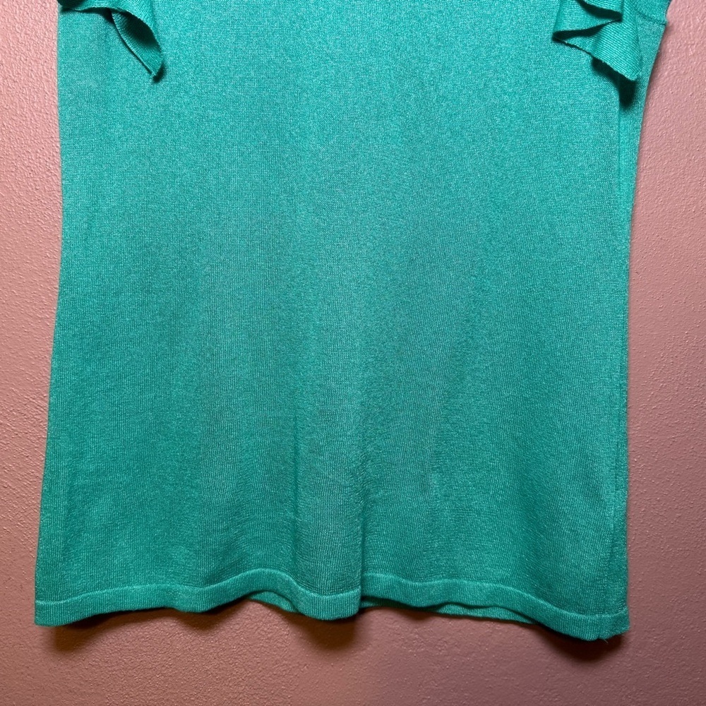 Banana Republic Sleeveless Ruffle Sweater Short Sleeve Green Top Size Medium - Picture 5 of 15